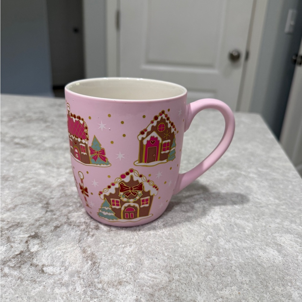 Pink Gingerbread House Ceramic Mug
